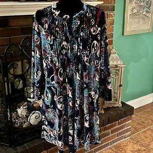 Velvet mini dress with pockets, goes great with leggings.